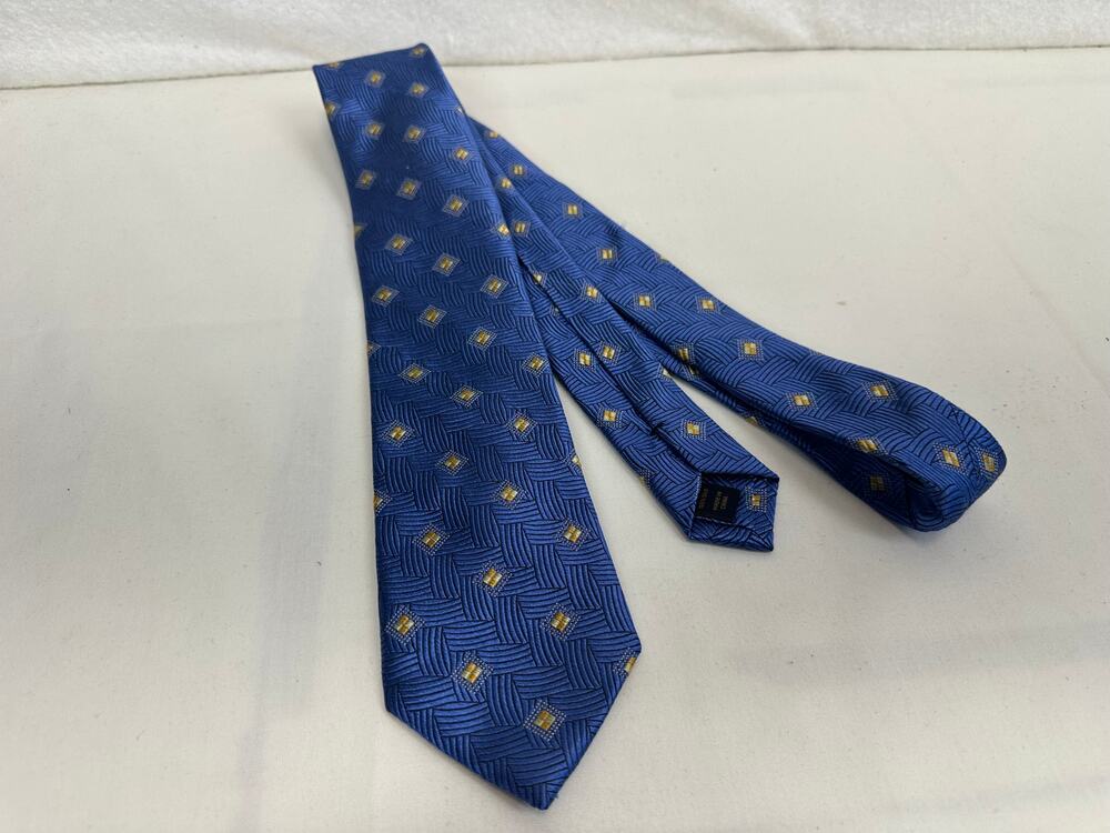 Jos. A. Bank Reserve Tie Blue with Yellow Geometric Squares NWT